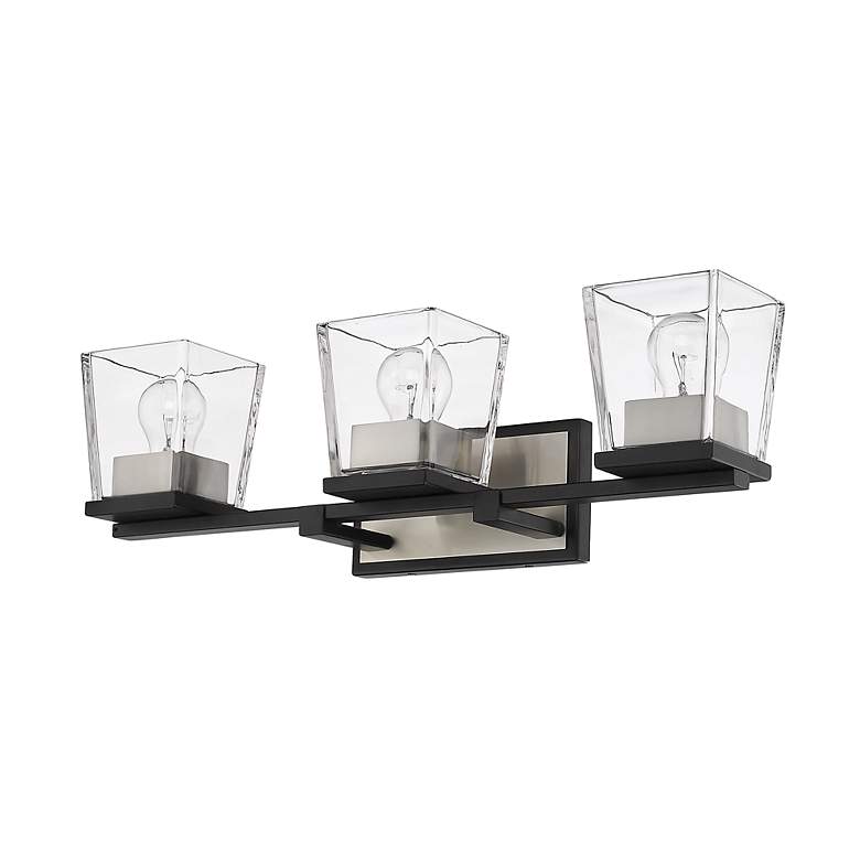 Image 6 Bleeker Street 25"W Matte Black and Brushed Nickel 3-Light Bath Light more views