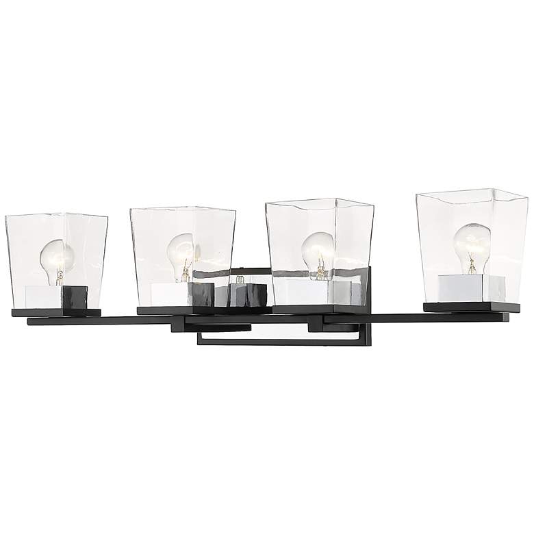 Image 1 Bleeker Street 33" Wide Matte Black and Chrome 4-Light Bath Light