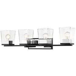 Bleeker Street 33" Wide Matte Black and Chrome 4-Light Bath Light