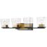 Bleeker Street 33" Wide Matte Black and Olde Brass 4-Light Bath Light