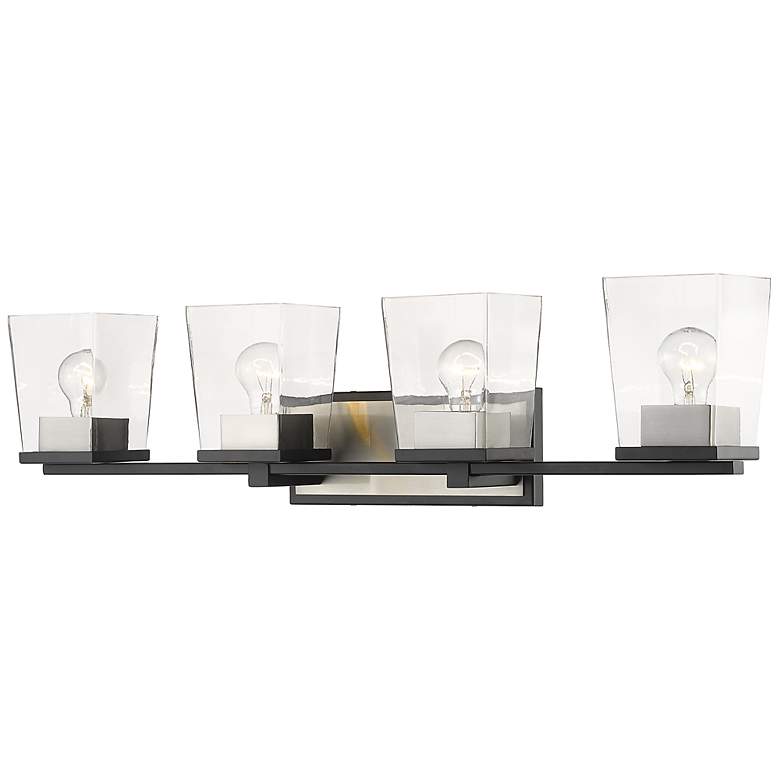 Image 3 Bleeker Street 33"W Matte Black and Brushed Nickel 4-Light Bath Light