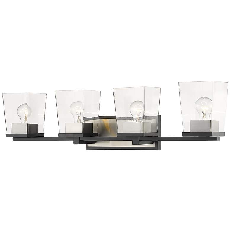 Image 2 Bleeker Street 33 inchW Matte Black and Brushed Nickel 4-Light Bath Light