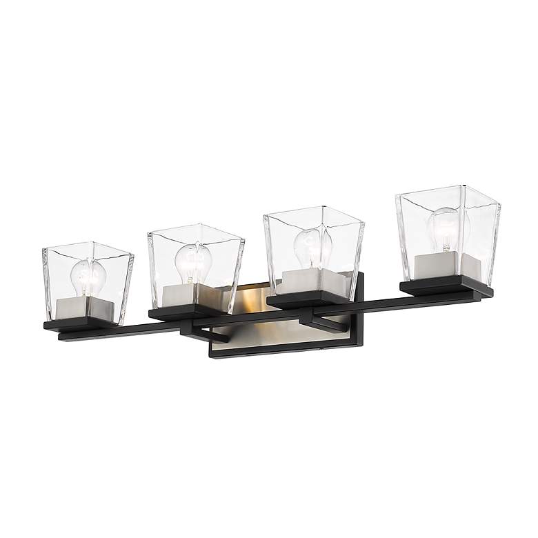 Image 4 Bleeker Street 33"W Matte Black and Brushed Nickel 4-Light Bath Light more views