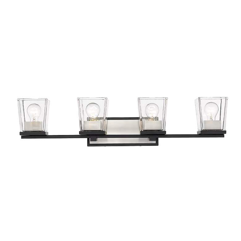 Image 4 Bleeker Street 33 inchW Matte Black and Brushed Nickel 4-Light Bath Light more views