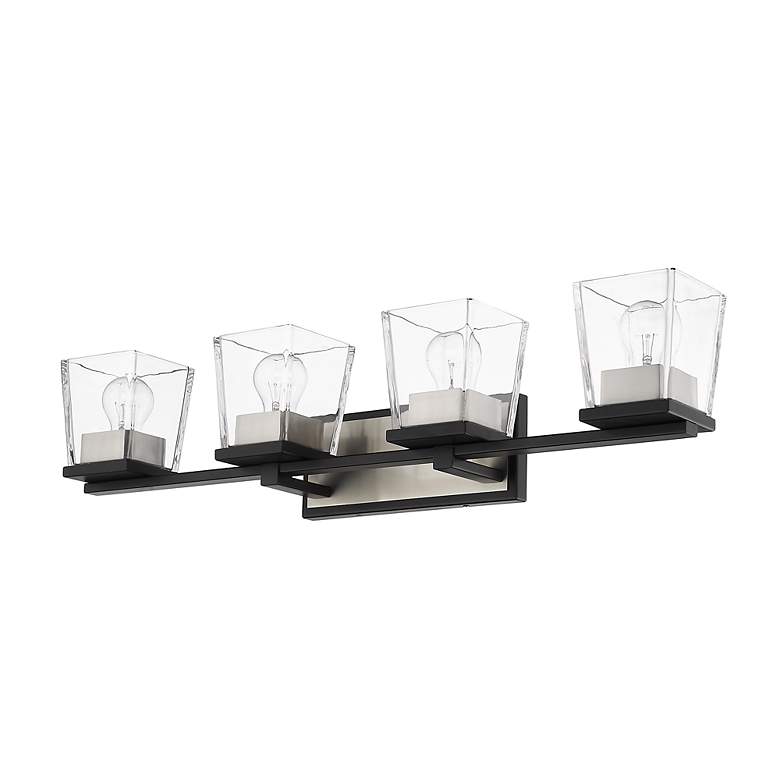 Image 7 Bleeker Street 33"W Matte Black and Brushed Nickel 4-Light Bath Light more views