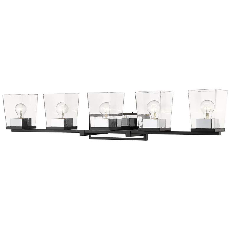 Image 1 Bleeker Street 42 1/2 inch Wide Matte Black and Chrome 5-Light Bath Light