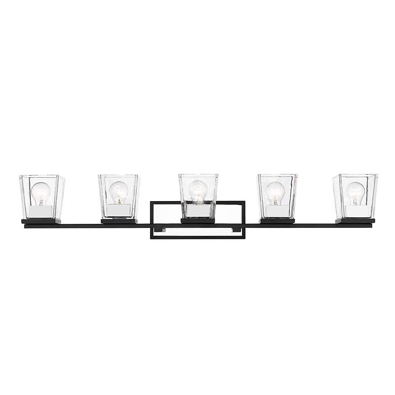 Image 4 Bleeker Street 42 1/2" Wide Matte Black and Chrome 5-Light Bath Light more views