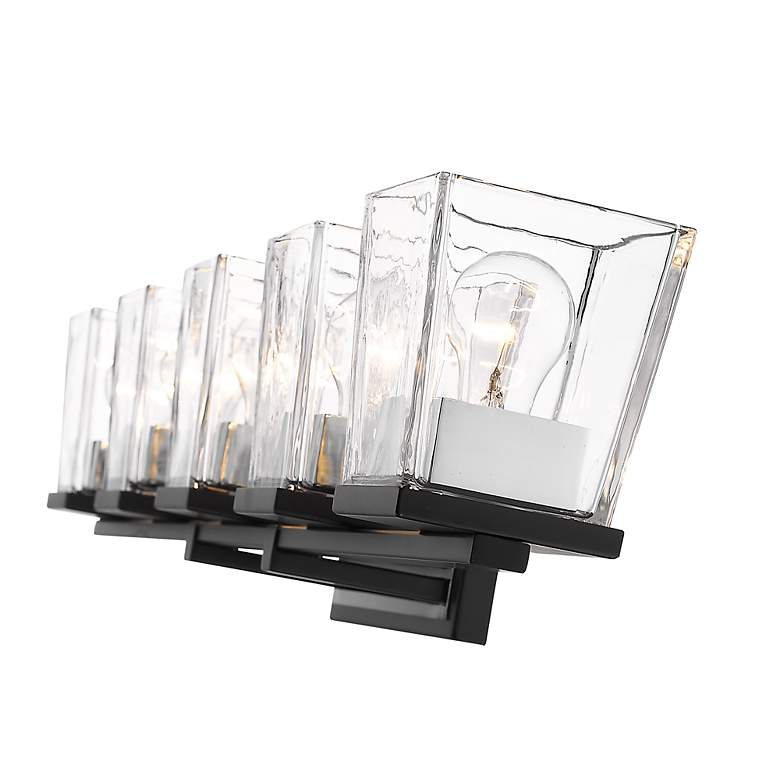 Image 5 Bleeker Street 42 1/2" Wide Matte Black and Chrome 5-Light Bath Light more views