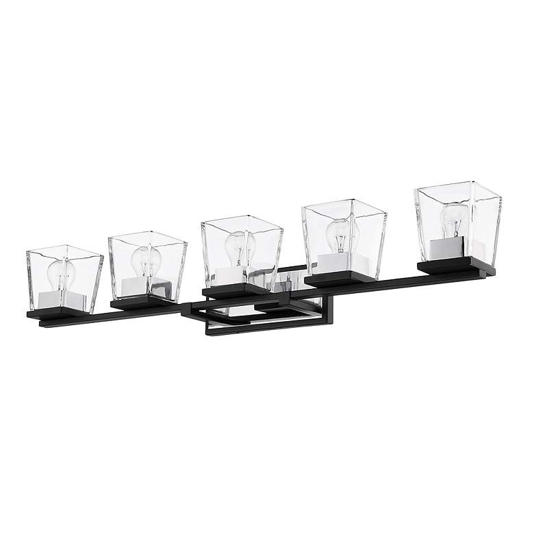 Image 6 Bleeker Street 42 1/2" Wide Matte Black and Chrome 5-Light Bath Light more views
