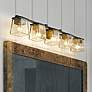 2_Bleeker Street 42 1/2"W Matte Black and Olde Brass 5-Light Bath Light