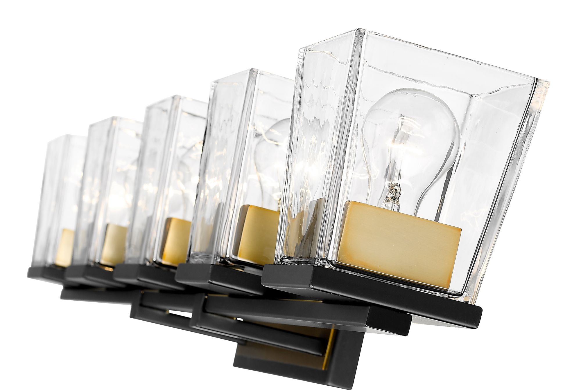 Image 6 Bleeker Street 42 1/2"W Matte Black and Olde Brass 5-Light Bath Light more views