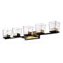 7_Bleeker Street 42 1/2"W Matte Black and Olde Brass 5-Light Bath Light more views