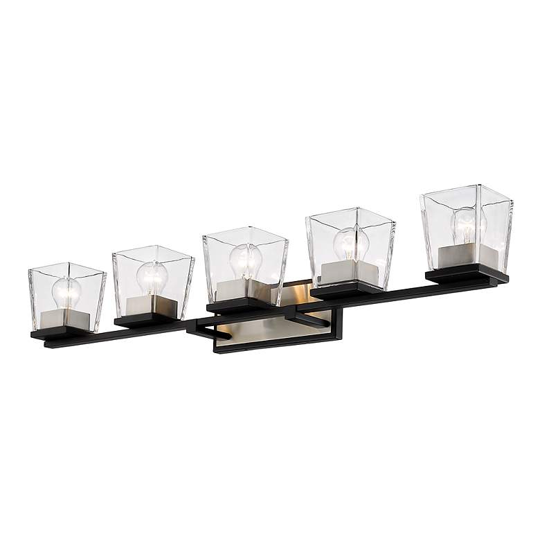 Image 3 Bleeker Street 42 1/2 inchW Matte Black Brushed Nickel 5-Light Bath Light more views