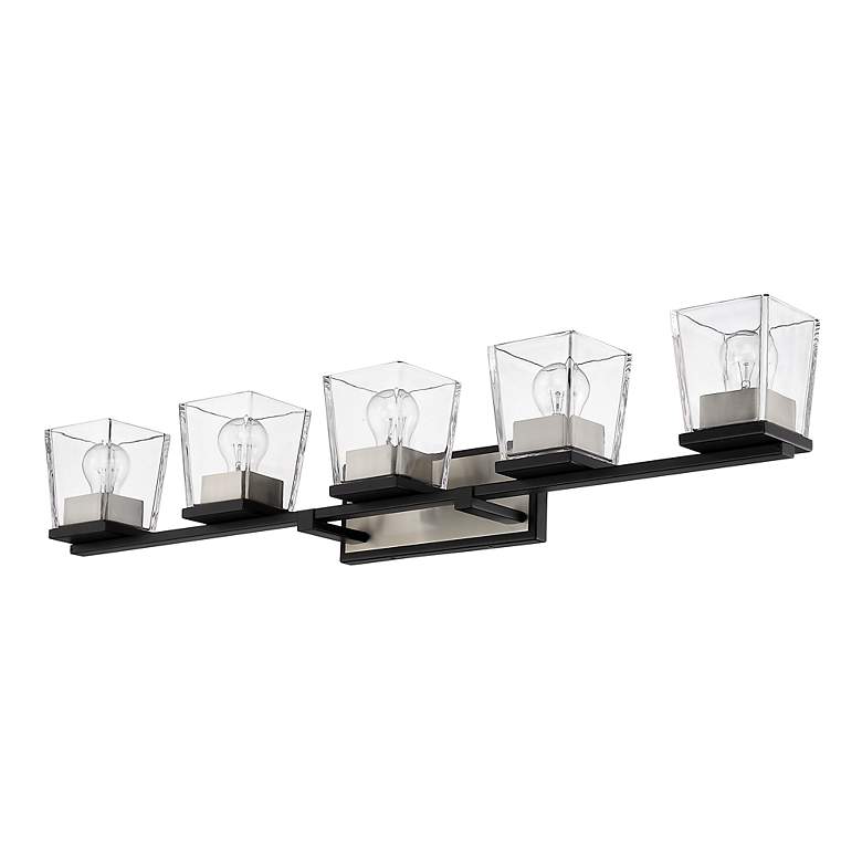 Image 7 Bleeker Street 42 1/2"W Matte Black Brushed Nickel 5-Light Bath Light more views