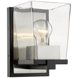 Bleeker Street 7 1/2&quot; High Matte Black and Brushed Nickel Wall Sconce