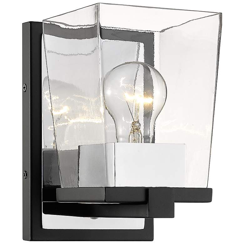 Image 2 Bleeker Street 7 1/2 inch High Matte Black and Chrome Wall Sconce