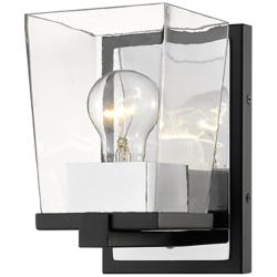 Bleeker Street 7 1/2" High Matte Black and Chrome Wall Sconce