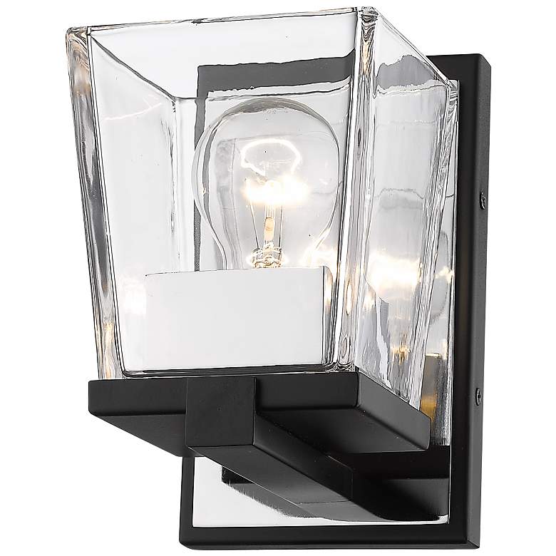 Image 4 Bleeker Street 7 1/2 inch High Matte Black and Chrome Wall Sconce more views