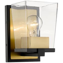 Bleeker Street 7 1/2" High Matte Black and Old Brass Wall Sconce