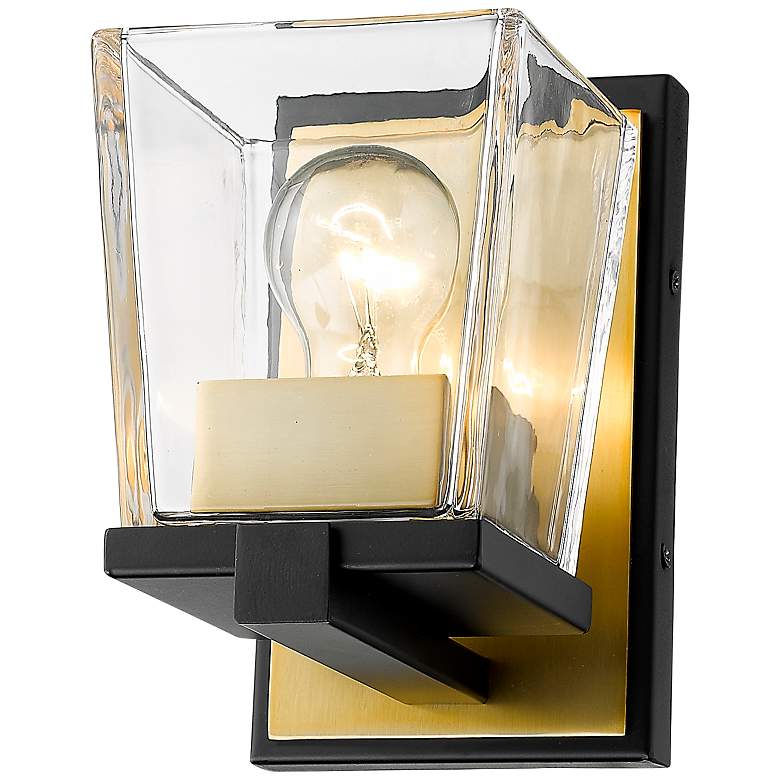 Image 3 Bleeker Street 7 1/2" High Matte Black and Old Brass Wall Sconce more views