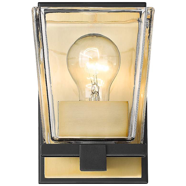 Image 4 Bleeker Street 7 1/2" High Matte Black and Old Brass Wall Sconce more views