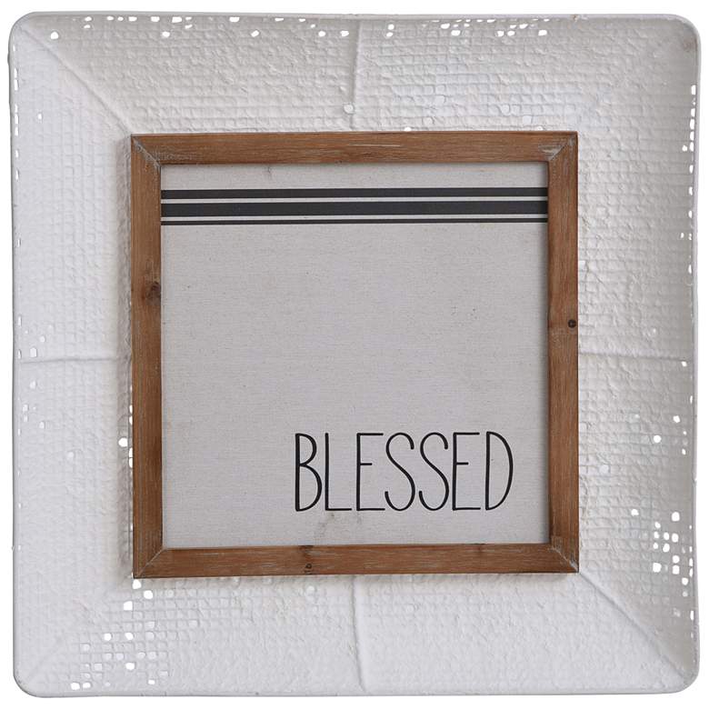 Image 1 Blessed 24 inch Square Tray Metal Wall Art