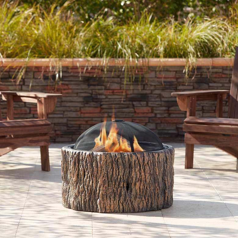 Blethen 27&quot; Wide Brown Wood Burning Outdoor Fire Pit