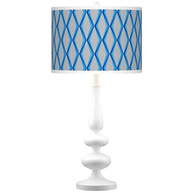 Image 1 Bleu Matrix Giclee Paley White Table Lamp