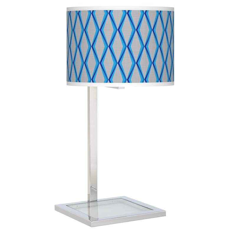 Image 1 Bleu Matrix Glass Inset Table Lamp