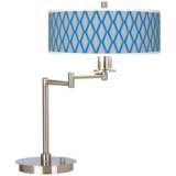 Bleu Matrix Pattern Giclee Shade Modern Swing Arm Desk Lamp