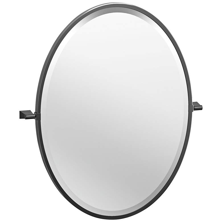 Image 1 Bleu Matte Black 23 1/2" x 27 1/2" Framed Oval Wall Mirror