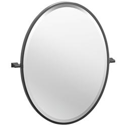 Bleu Matte Black 23 1/2" x 27 1/2" Framed Oval Wall Mirror