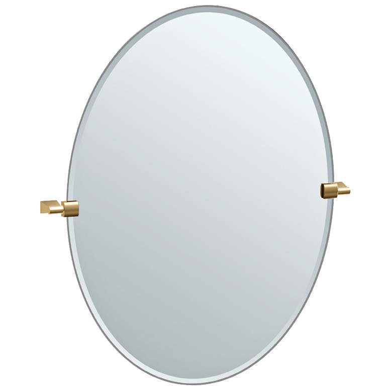 Image 1 Bleu Matte Brass 28 1/4 inch x 32 inch Large Oval Wall Mirror
