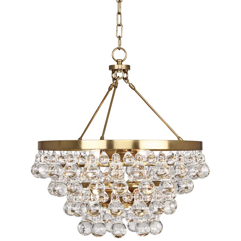 Image 2 Bling 20 1/2 inch Wide Antique Brass Glass Chandelier