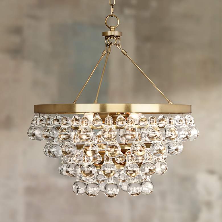 Image 1 Bling 20 1/2" Wide Antique Brass Glass Chandelier