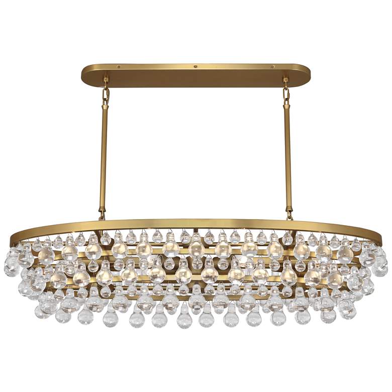 Image 1 Bling Chandelier Brass with Glass Drops 19 x 42 oval
