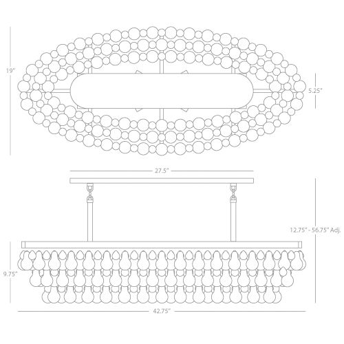 Image 2 Bling Chandelier Brass with Glass Drops 19 x 42 oval more views