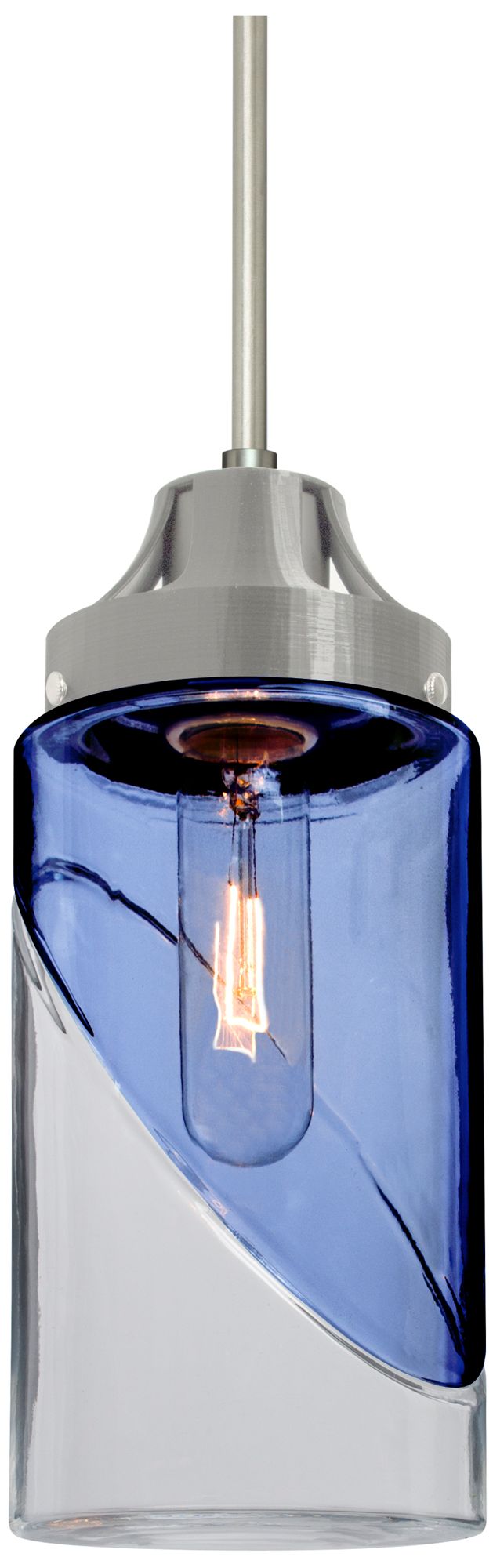 Blink 4 1/2"W Satin Nickel Mini Pendant w/ Blue Shade Made to Order