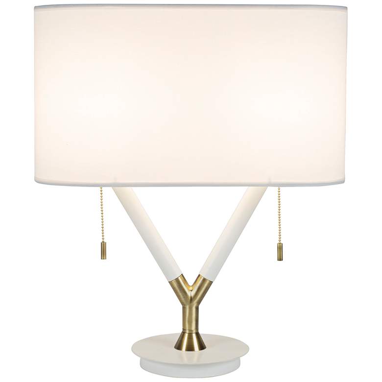 Image 1 Blip Shorty White Lacquer and Brass Table Lamp