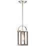 Bliss; 1 Light; Mini Pendant; Driftwood Finish with Polished Nickel Accents