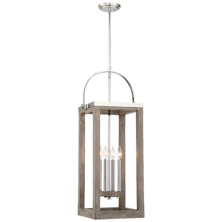 Image 1 Bliss; 4 Light; Pendant; Driftwood Finish with Polished Nickel Accents
