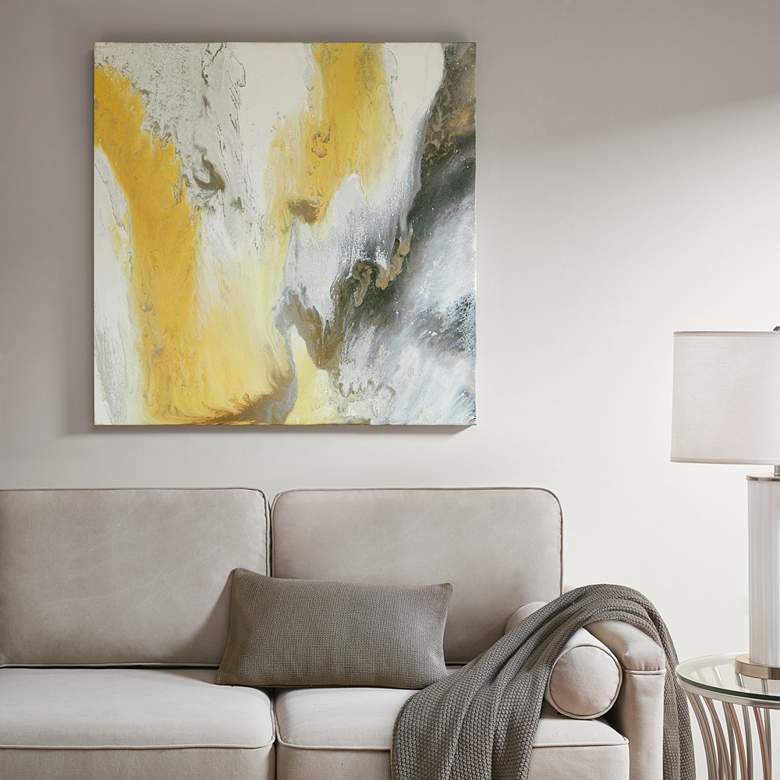 Image 1 Blissful Yellow 36" Square Canvas Wall Art