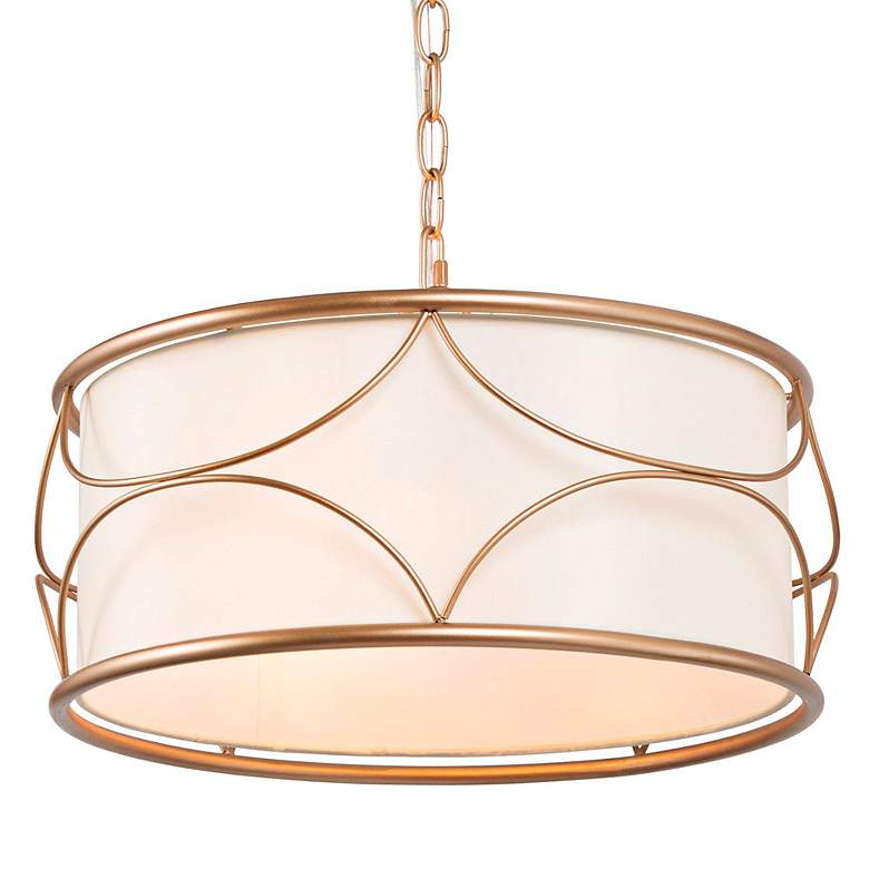 Image 1 Blissvent 17 1/2" Wide Brushed Gold Drum Pendant Light
