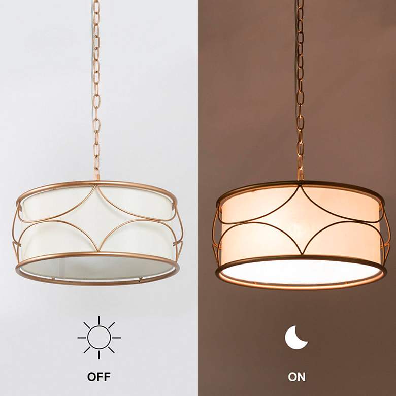 Image 7 Blissvent 17 1/2" Wide Brushed Gold Drum Pendant Light more views