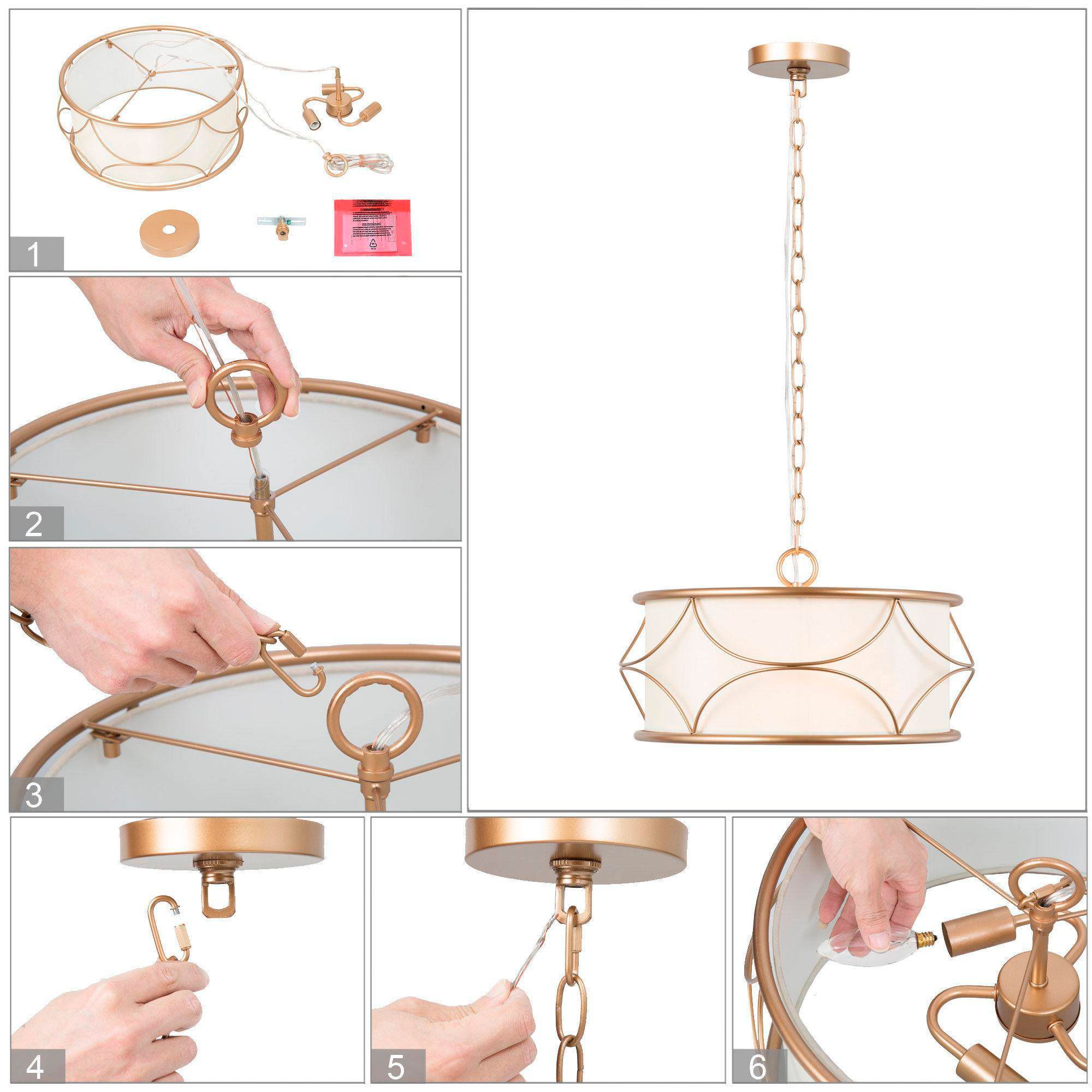 Blissvent 17 1/2" Wide Brushed Gold Drum Pendant Light