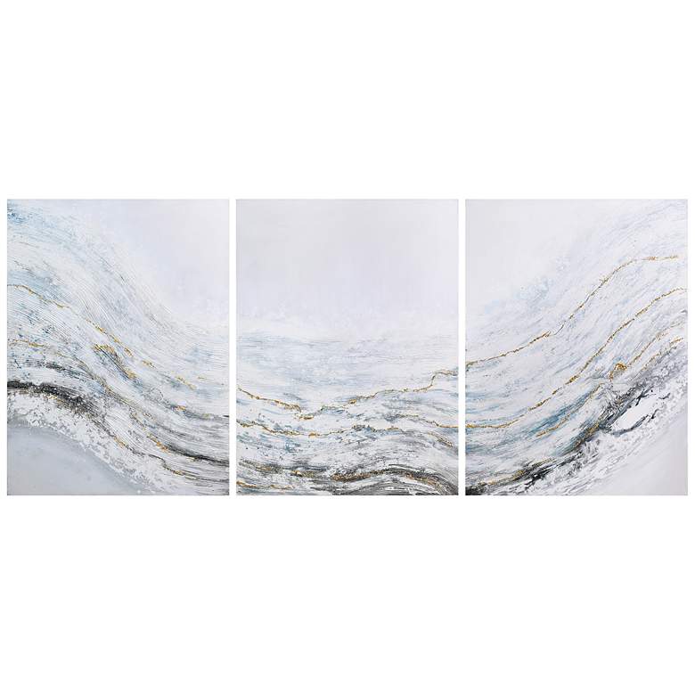 Image 3 Blizzard 40"H Textured Metallic 3-Piece Canvas Wall Art Set