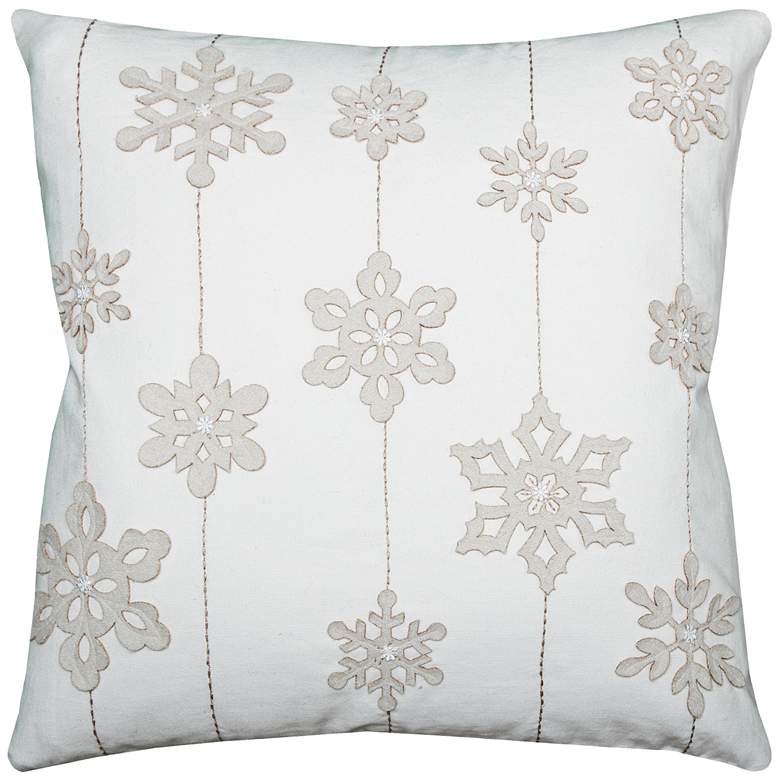 Image 1 Blizzard White Snowflakes 20 inch Square Throw Pillow