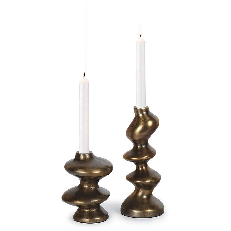 Image 2 Blobby Candle Holder Set (Brass) more views