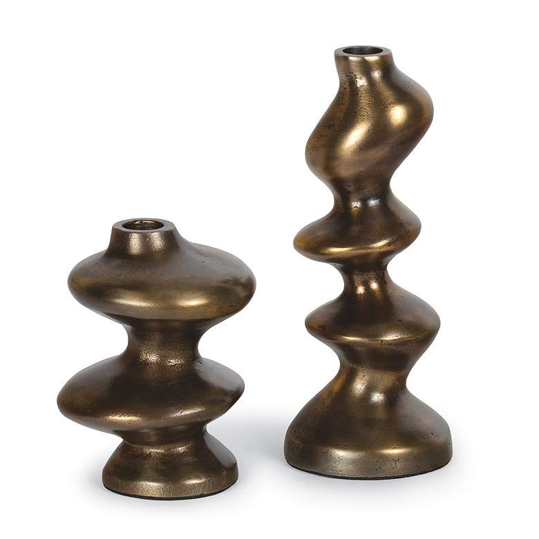 Image 4 Blobby Candle Holder Set (Brass) more views