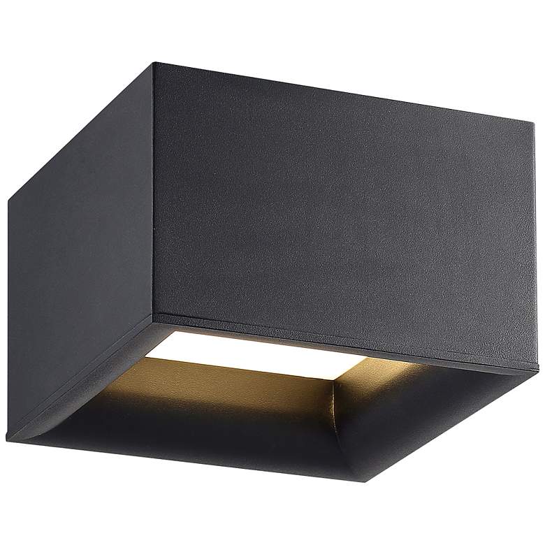 Image 1 Bloc 7 1/4 inch Wide Black Square LED Ceiling Light